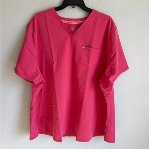 Fabletics Method 2-Pocket Scrub Top Pink Womens 4X Career Workwear